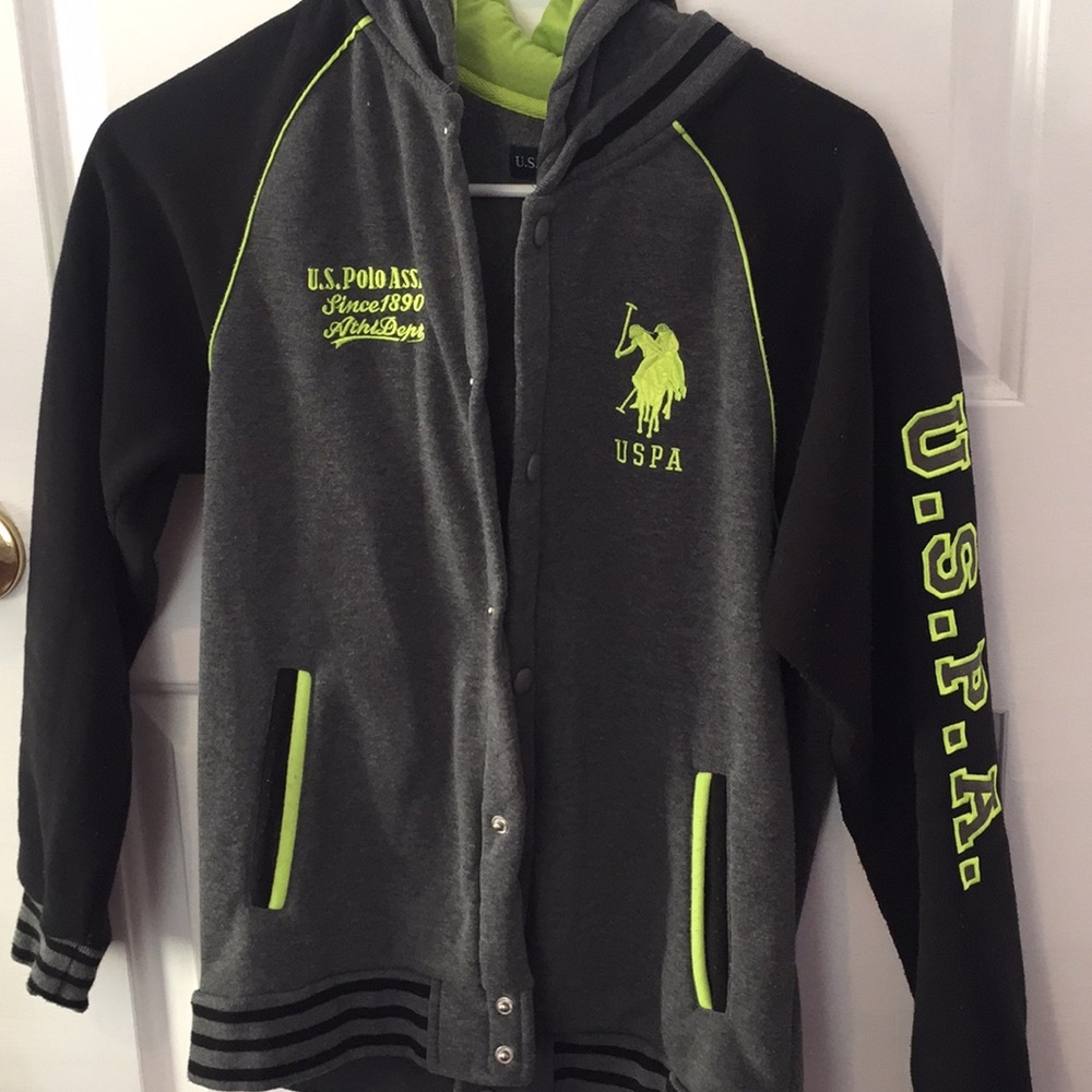 Warm USPA Neon Green And Gray Hoodie/Jacket